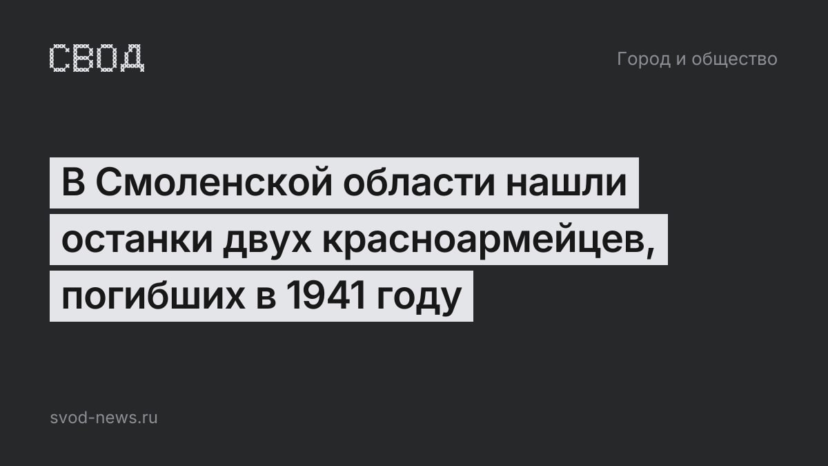 В Смоленской области нашли останки двух красноармейцев, погибших в 1941 году