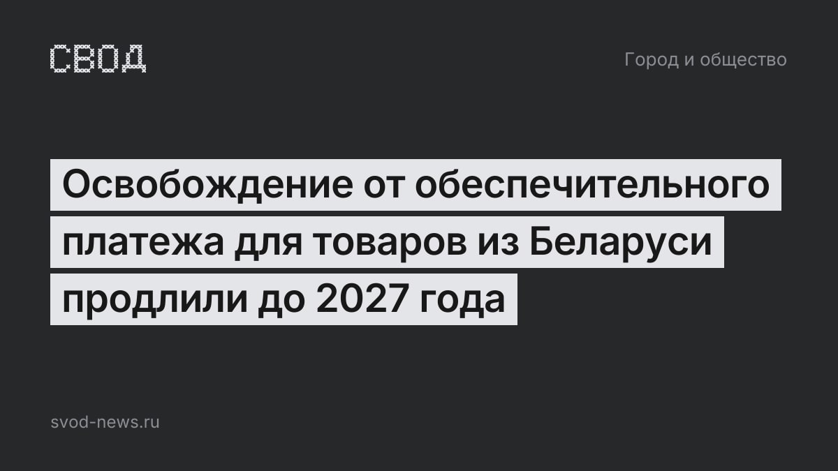 Освобождение от обеспечительного платежа для товаров из Беларуси продлили до 2027 года