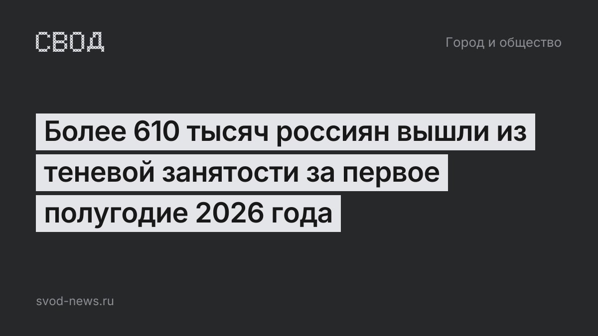 Более 610 тысяч россиян вышли из теневой занятости за первое полугодие 2026 года